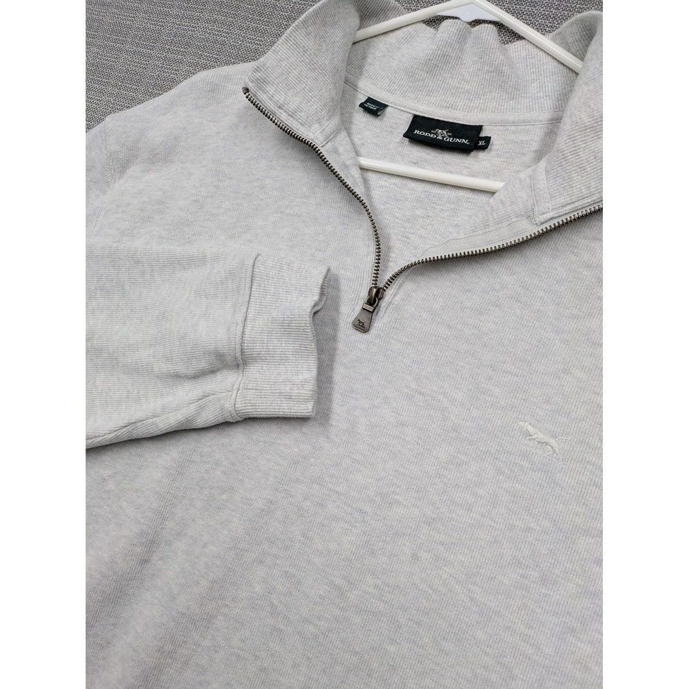 Rodd & Gunn Sweatshirt Mens XL Gray 1/4 Zip Mock Neck Cotton Pullover Casual